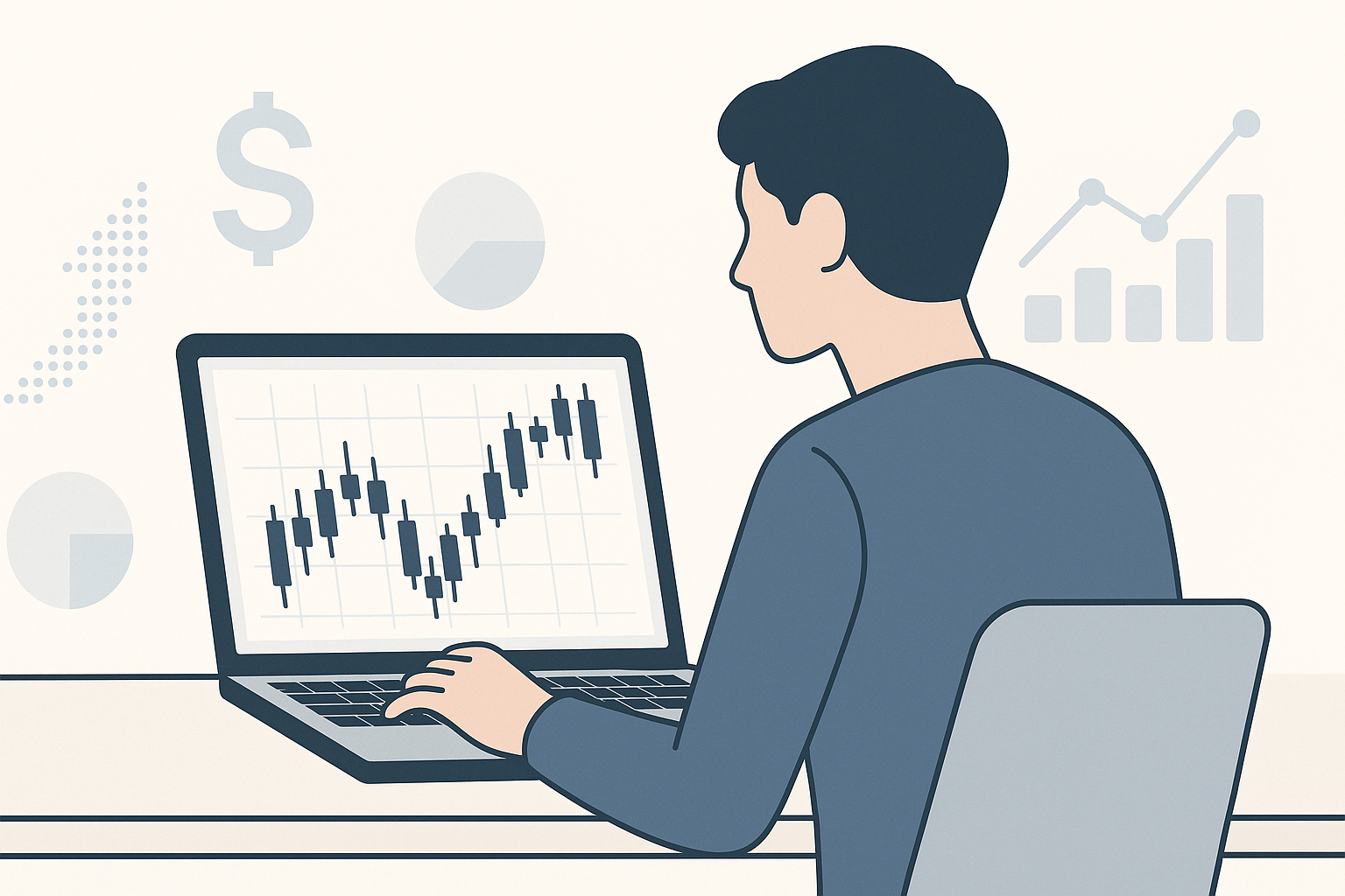 Financial charts and investment analysis tools on computer screen showing market data for investment strategy planning